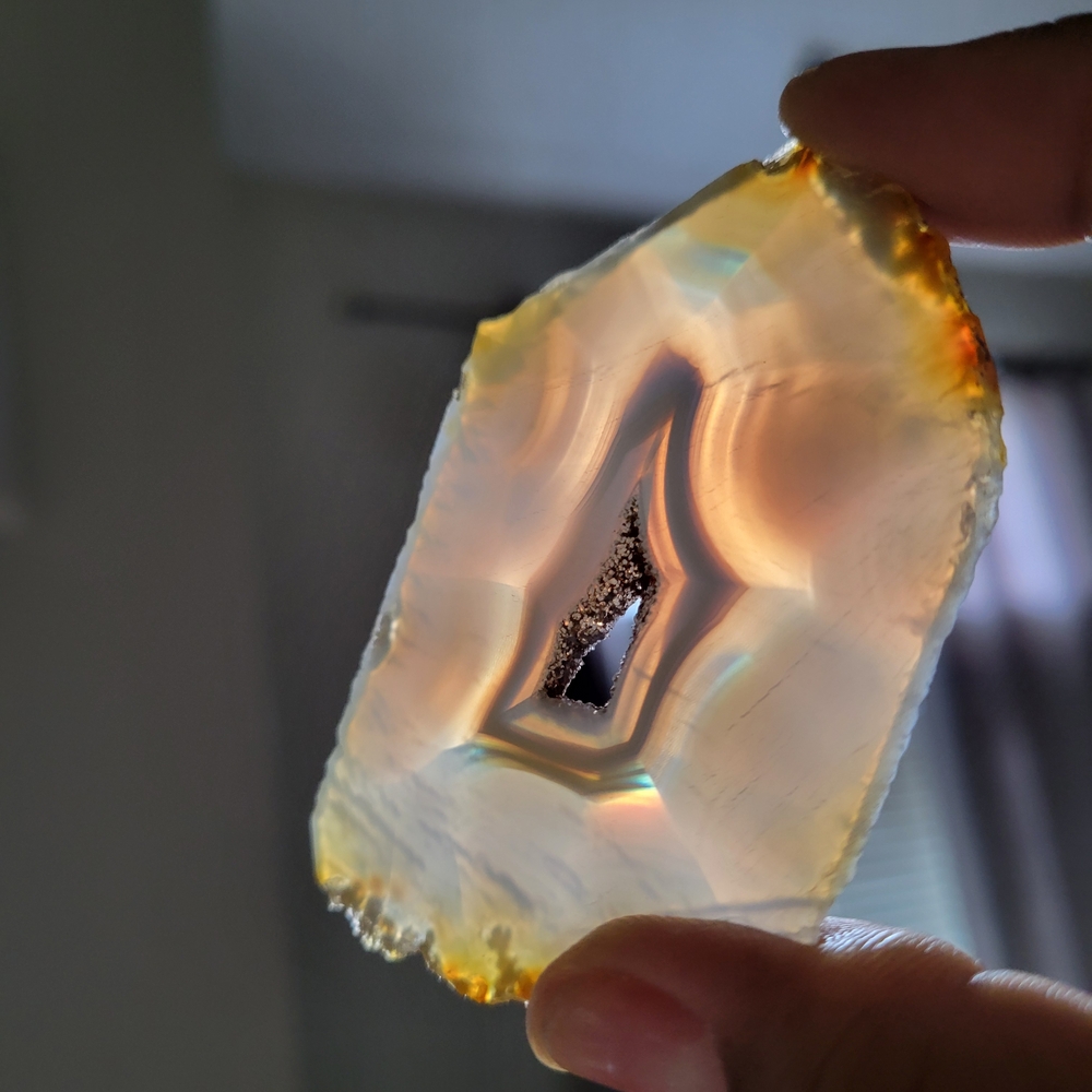 Translucent Iris Agate Slice With Natural Iridesc… - image 3